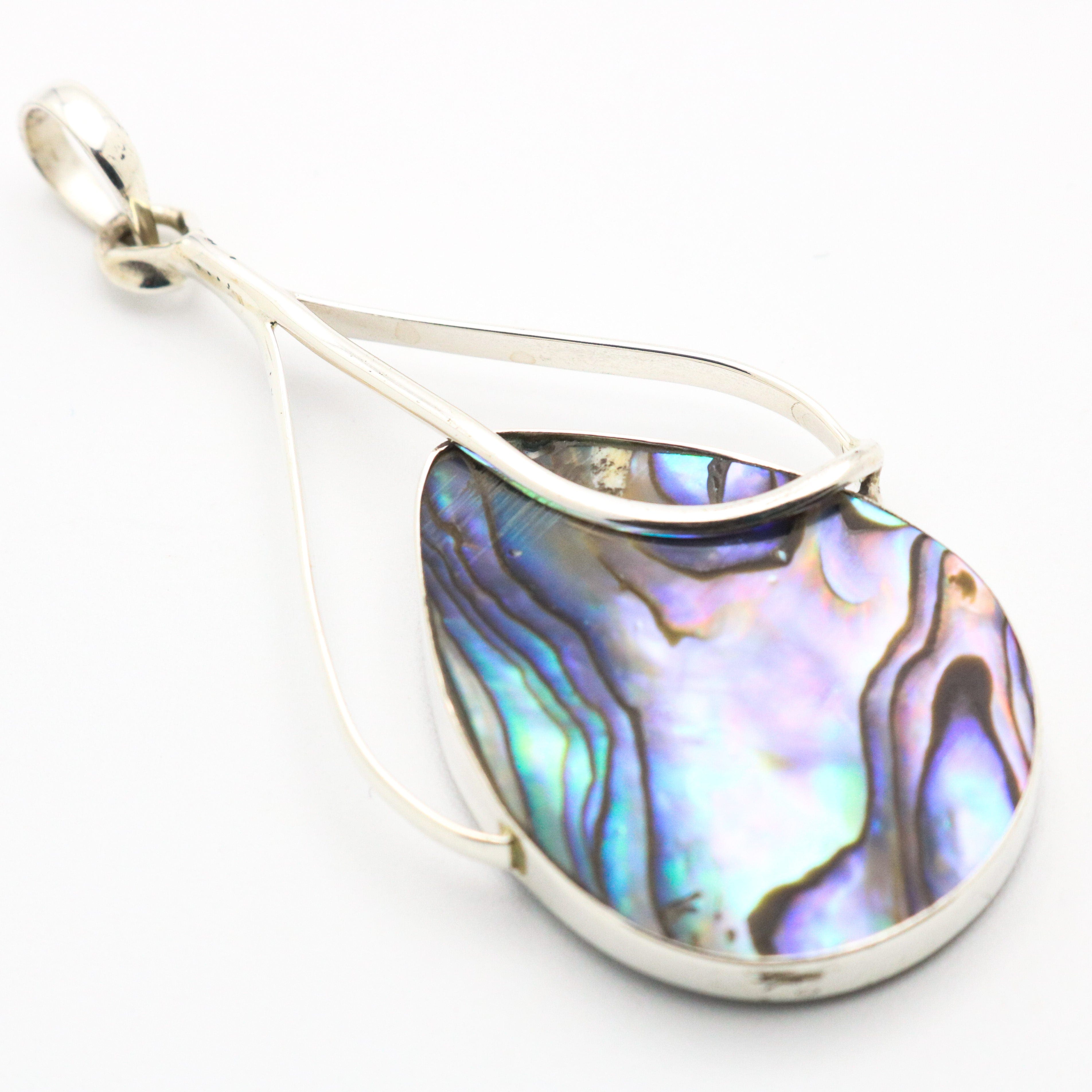 Hepburn and Hughes Abalone Shell Pendant | Hanging Teardrop | Sterling Silver
