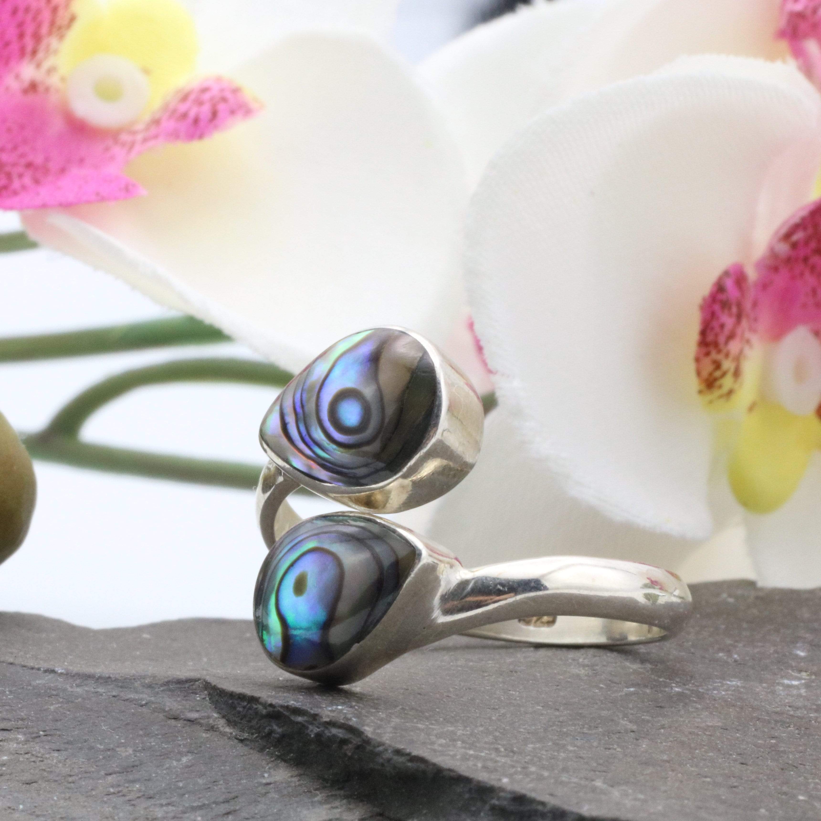 Hepburn and Hughes Abalone Shell Ring | Double Teardrop | Sterling Silver