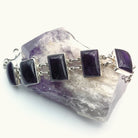 Hepburn and Hughes Amethyst Bracelet Large rectangles x 5 in Sterling Silver