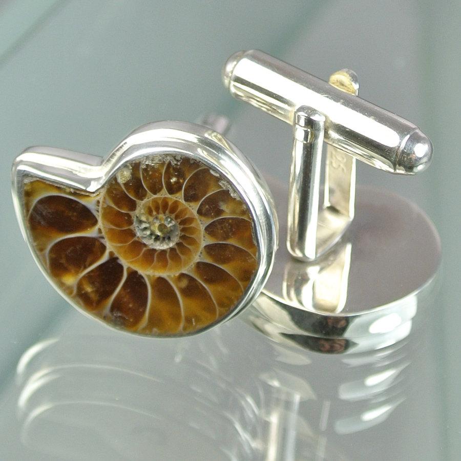 Hepburn and Hughes Ammonite Cufflinks in Sterling Silver
