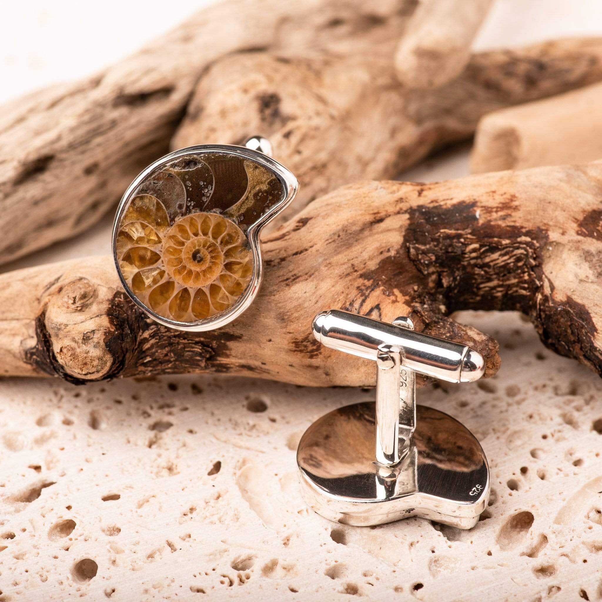 Hepburn and Hughes Ammonite Cufflinks | Sterling Silver