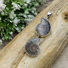 Hepburn and Hughes Ammonite Pendant, Double, Madagascan in Sterling Silver