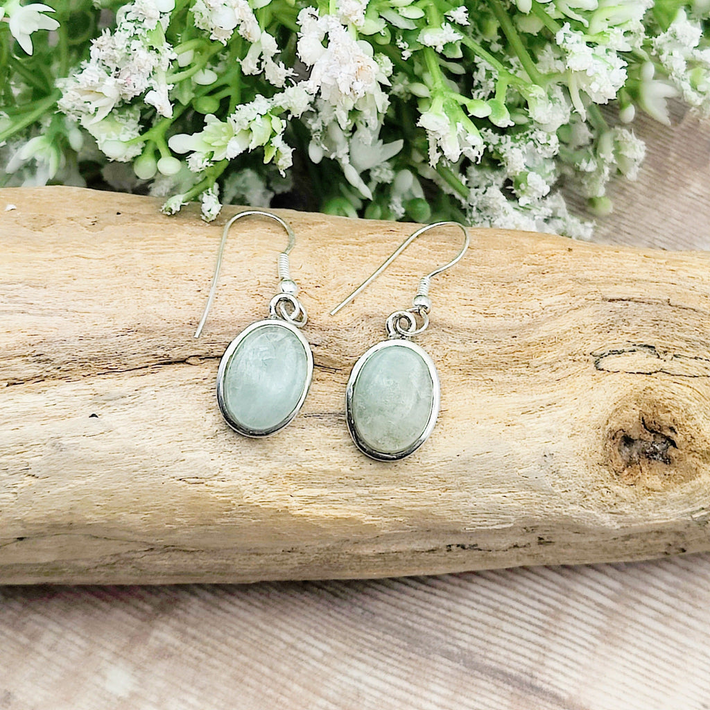 Hepburn and Hughes Aquamarine Earrings | Oval Drop | March Birthstone | Sterling Silver