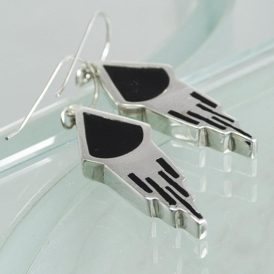 Hepburn and Hughes Art Deco Earrings, in Sterling Silver
