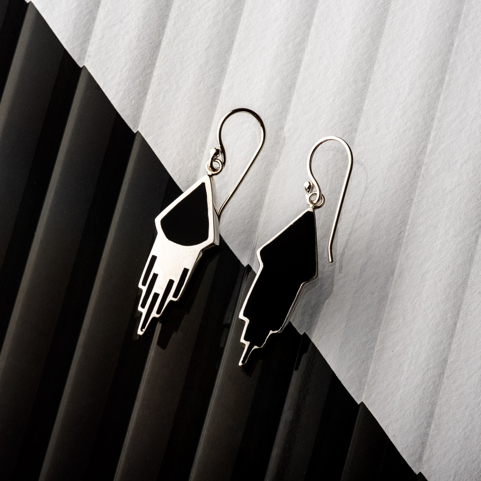 Hepburn and Hughes Art Deco Earrings, in Sterling Silver