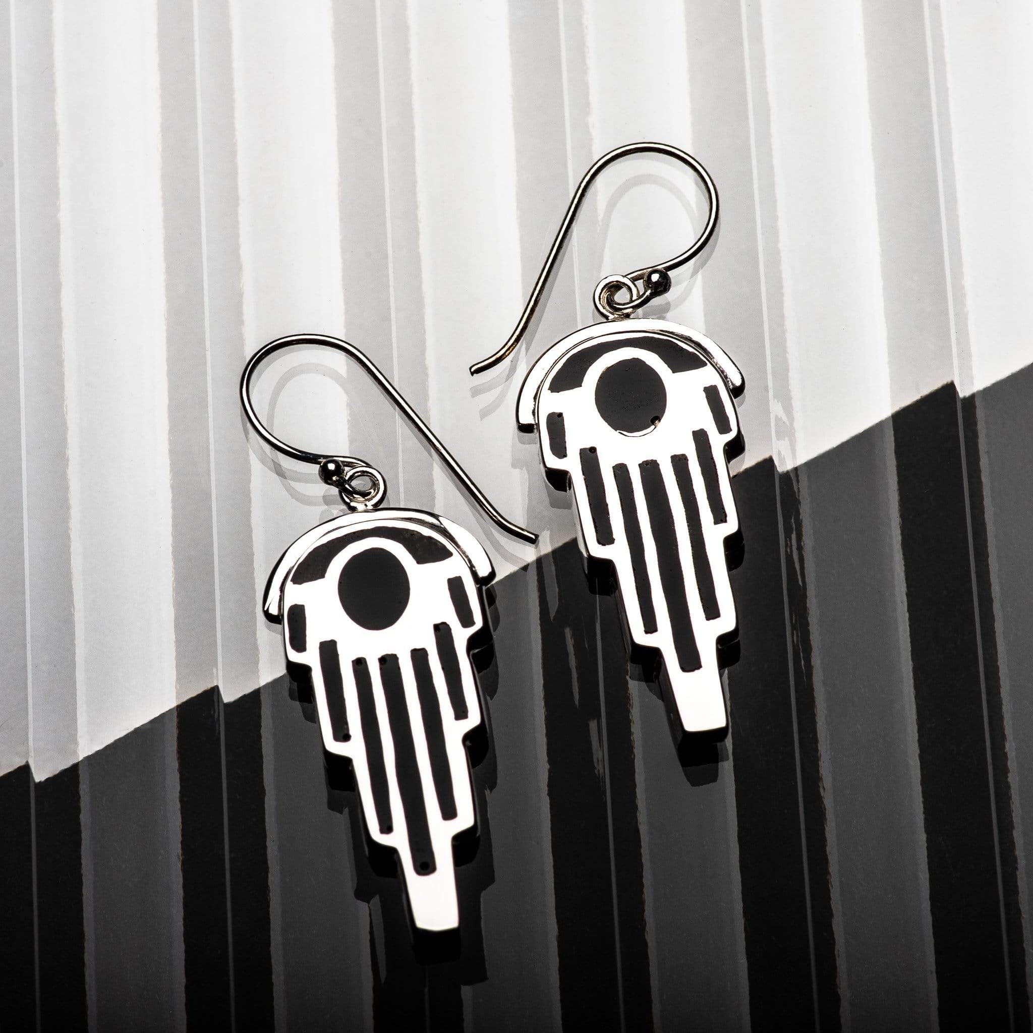Hepburn and Hughes Art Deco Earrings, in Sterling Silver