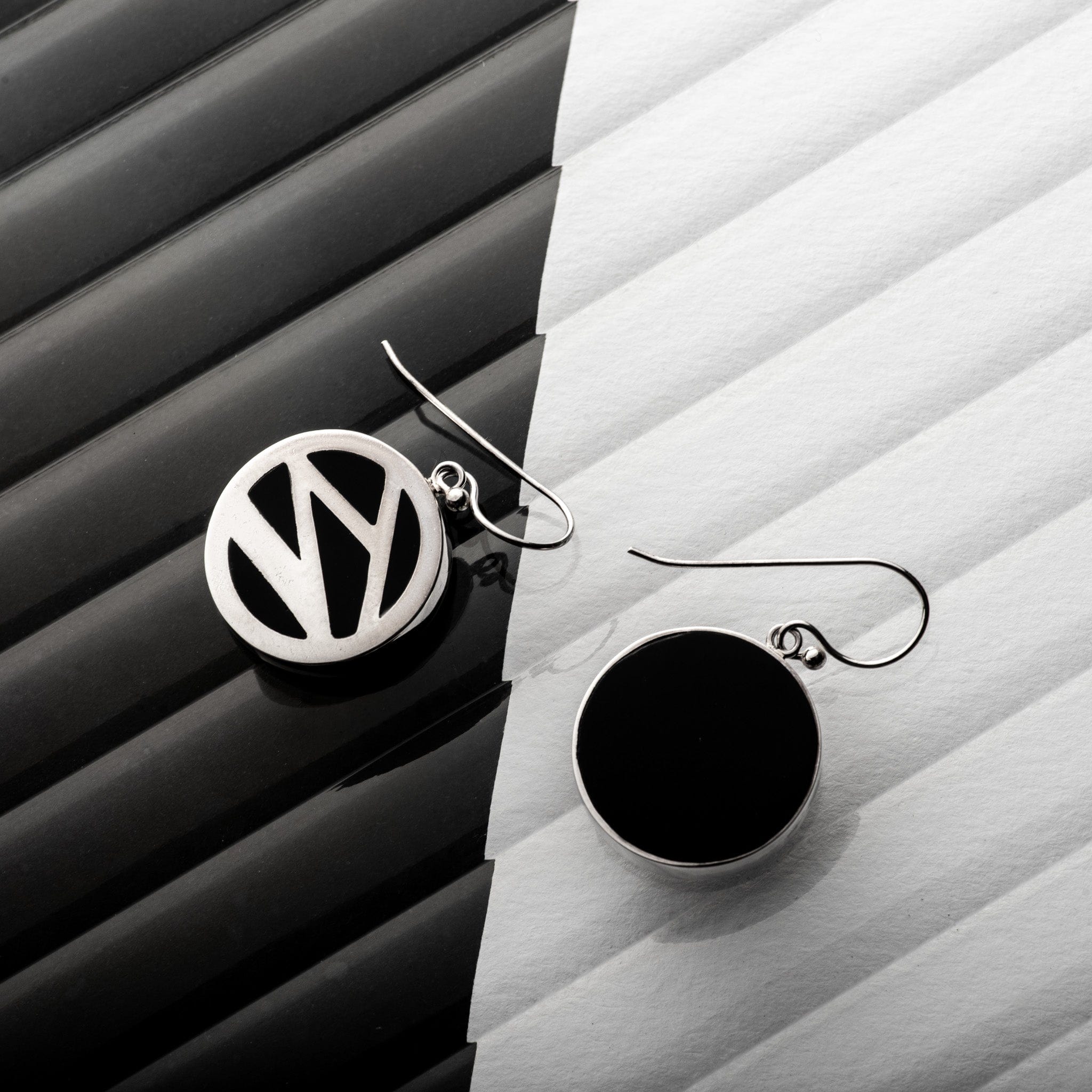 Hepburn and Hughes Art Deco Earrings, small circle in Sterling Silver