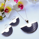 Hepburn and Hughes Art Deco Pendant and Earrings set, in Sterling Silver
