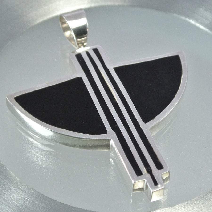 Hepburn and Hughes Art Deco Pendant and Earrings set, in Sterling Silver