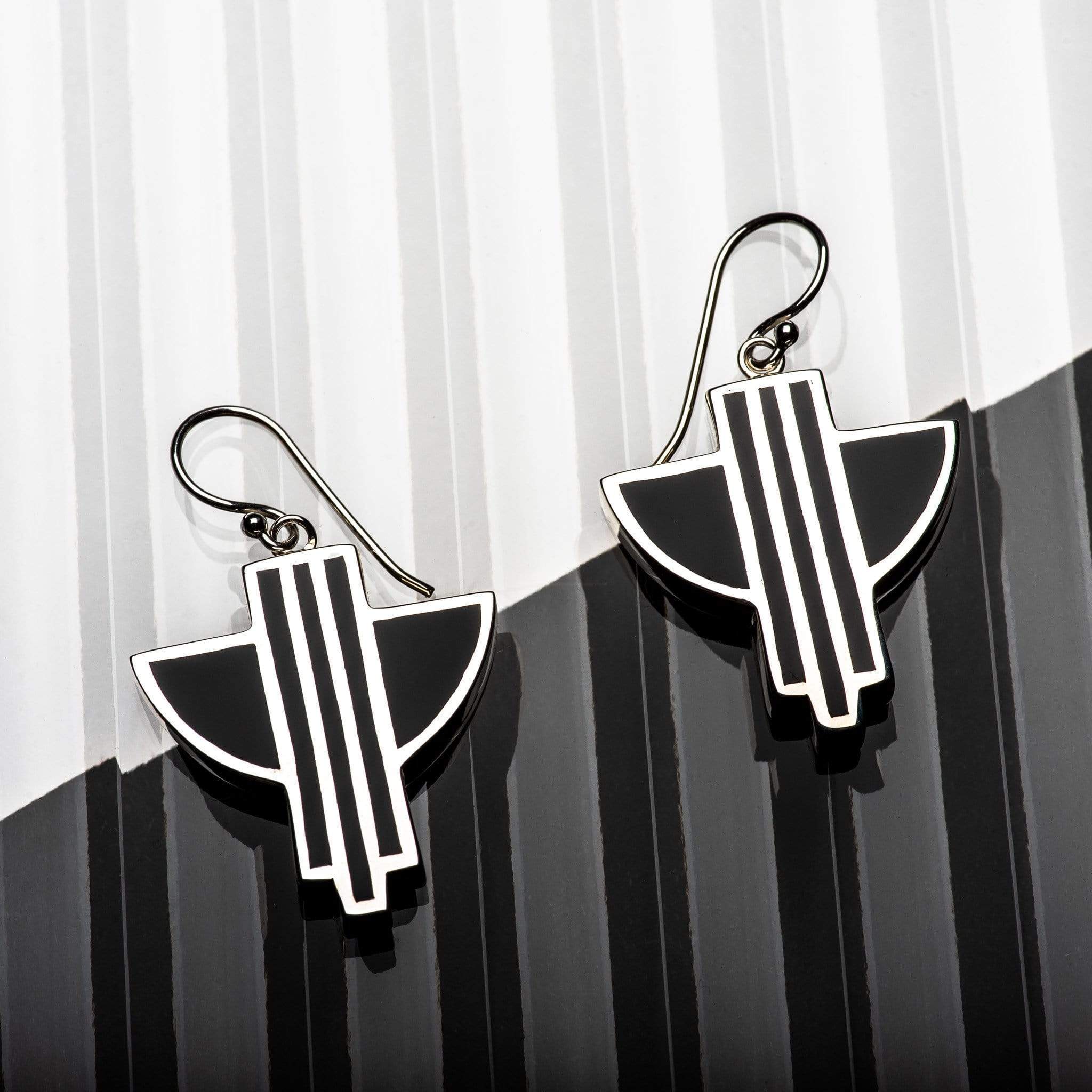 Hepburn and Hughes Art Deco Pendant and Earrings set, in Sterling Silver