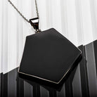 Hepburn and Hughes Art Deco Pendant, black pentagon in Sterling Silver