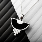 Hepburn and Hughes Art Deco Pendant, black semicircle in Sterling Silver