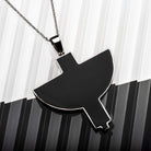 Hepburn and Hughes Art Deco Pendant, black semicircle in Sterling Silver