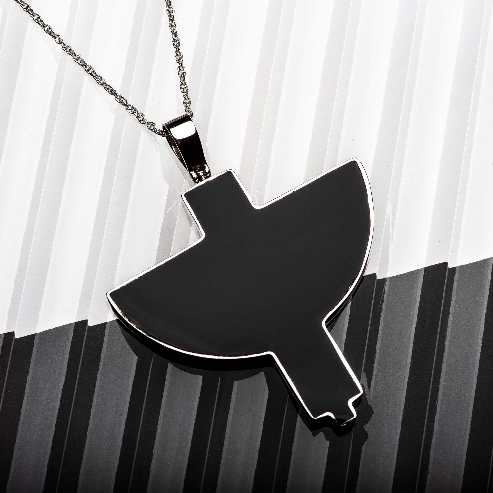 Hepburn and Hughes Art Deco Pendant, black semicircle in Sterling Silver
