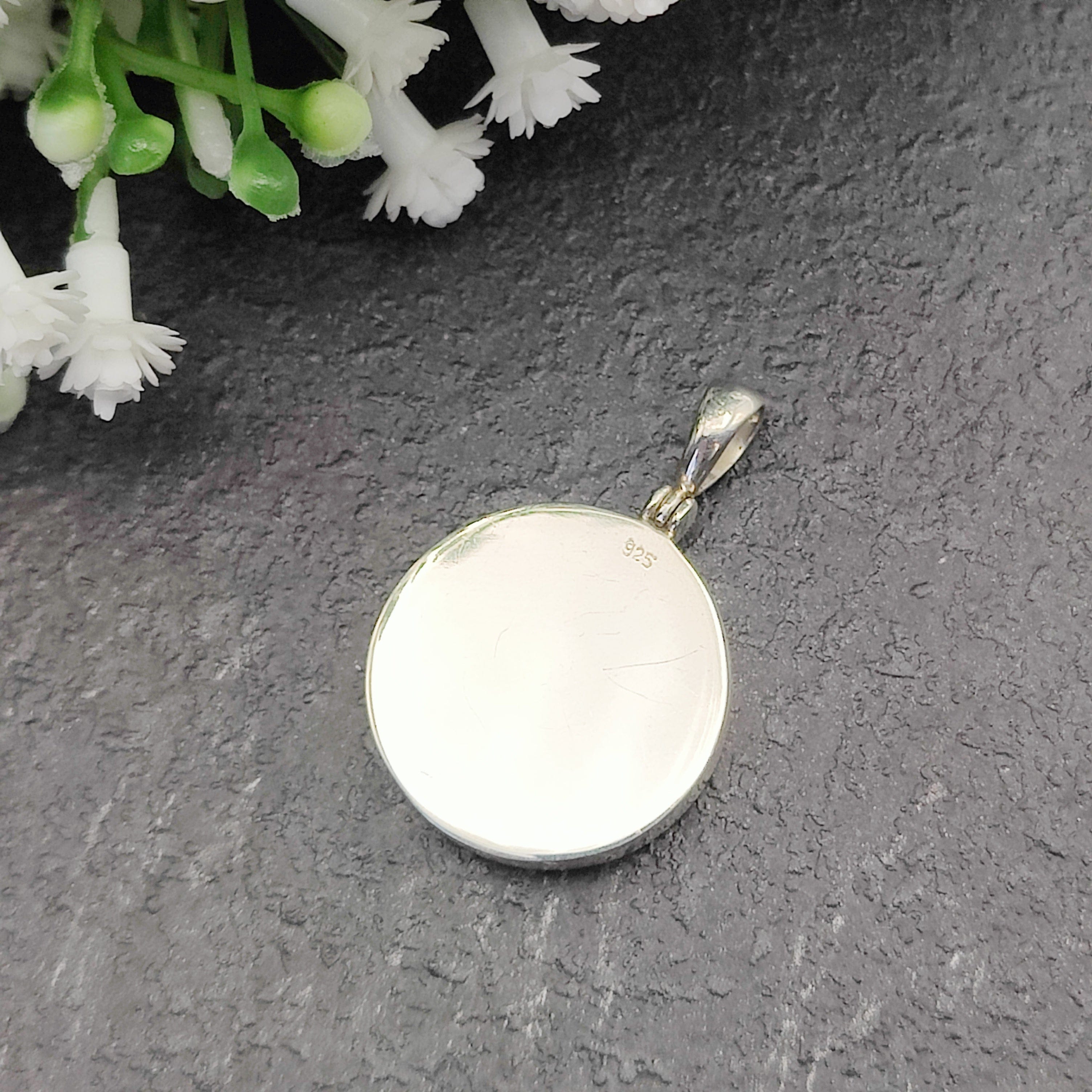 Hepburn and Hughes Art Deco pendant | Circular Clarice Cliff necklace | 20mm diameter | Six options | Sterling Silver
