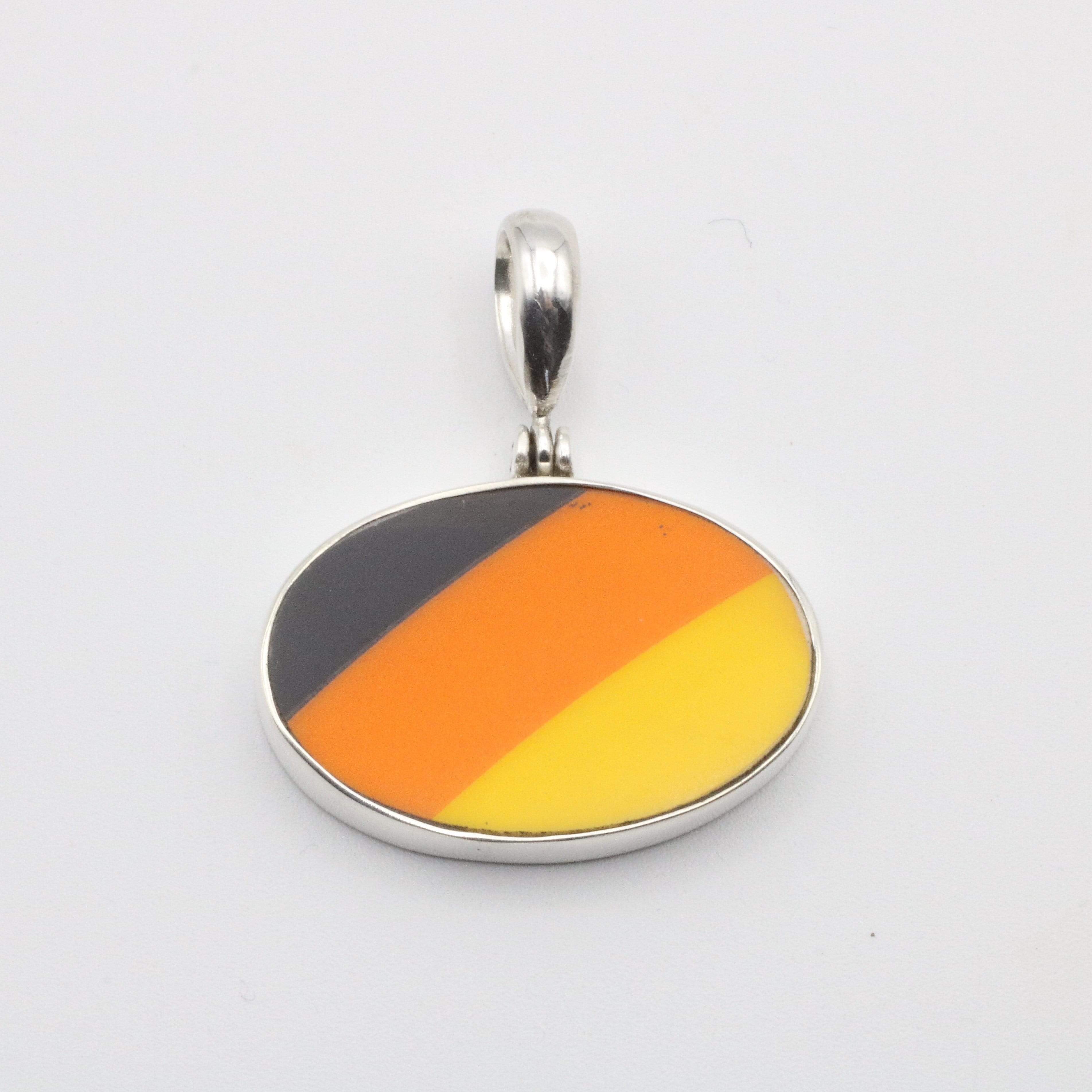 Hepburn and Hughes Art Deco Pendant, Clarice Cliff Circle in Sterling Silver