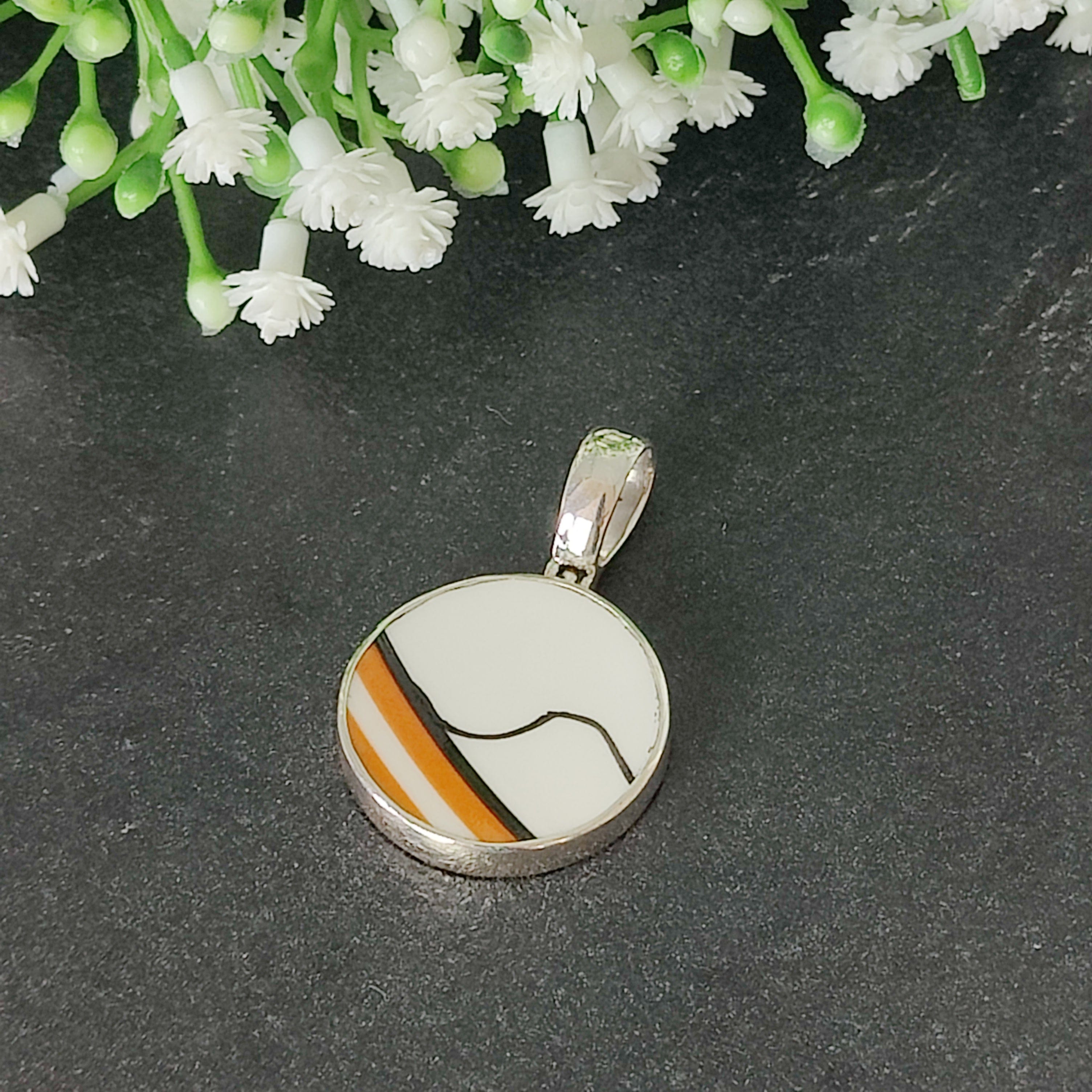 Hepburn and Hughes Art Deco pendant | Clarice Cliff necklace | circle | sterling silver | five options
