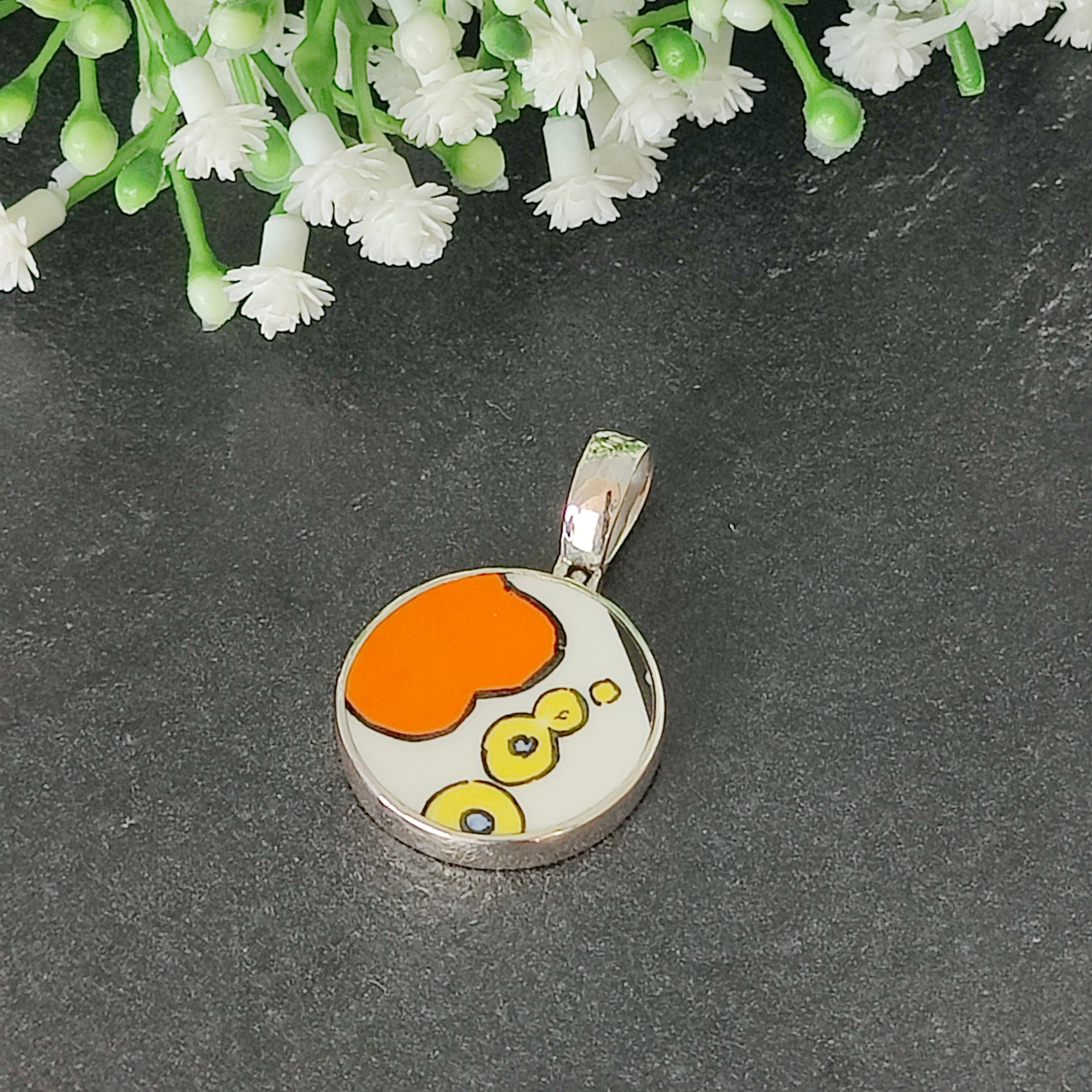 Hepburn and Hughes Art Deco pendant | Clarice Cliff necklace | circle | sterling silver | five options