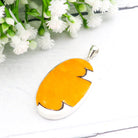 Hepburn and Hughes Art Deco Pendant | Clarice Cliff Necklace | Orange and White | Sterling Silver