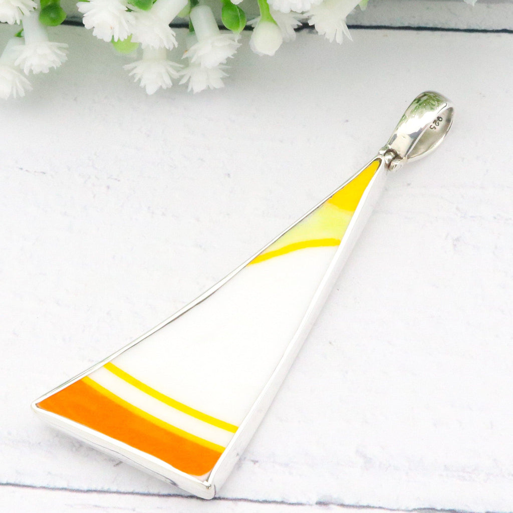 Hepburn and Hughes Art Deco Pendant, Clarice Cliff triangle in Sterling Silver