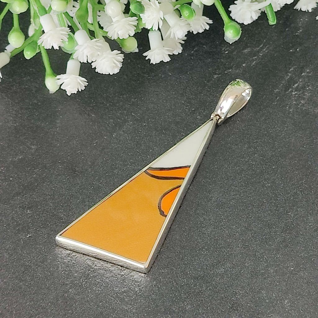 Hepburn and Hughes Art Deco Pendant, Clarice Cliff triangle in Sterling Silver