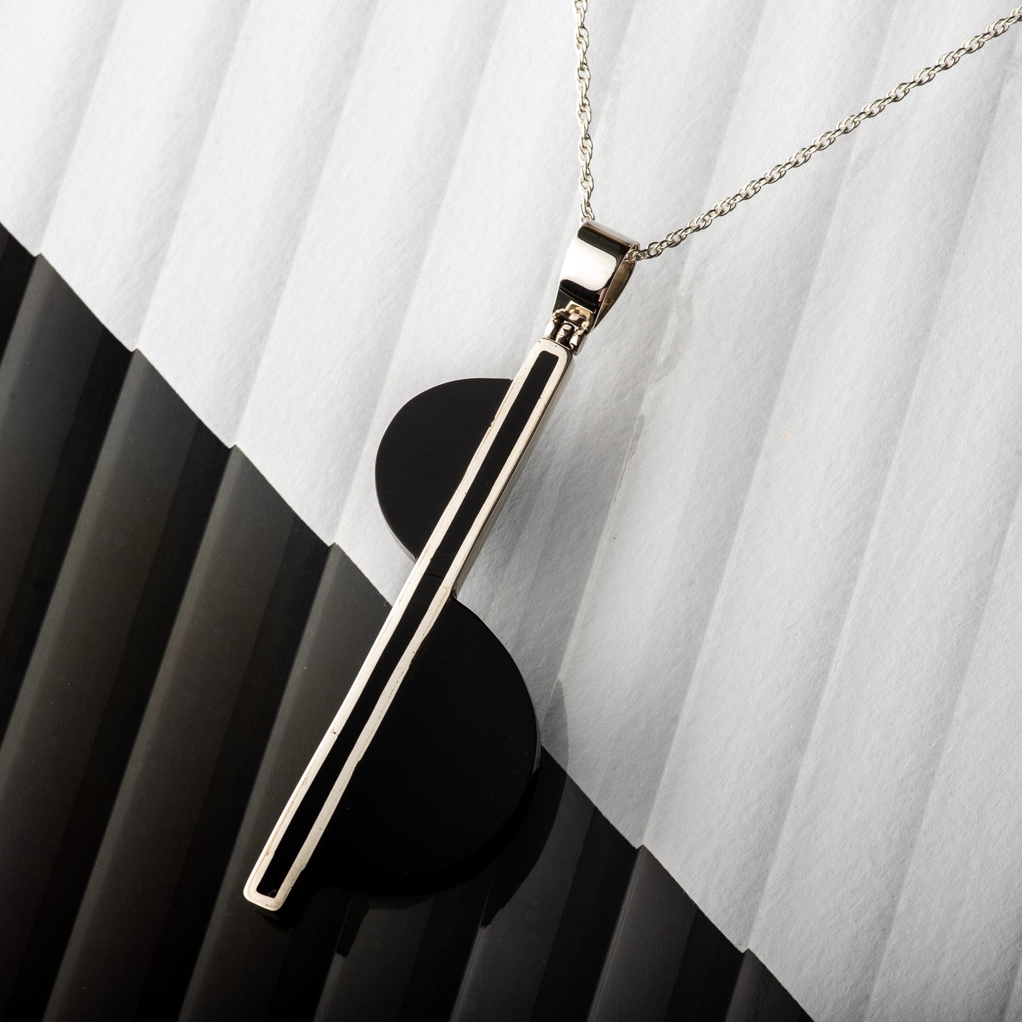 Hepburn and Hughes Art Deco Pendant, double semi circle in Sterling Silver