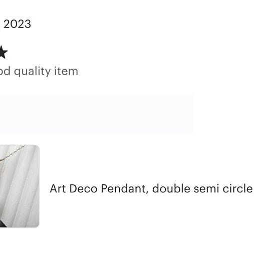 Hepburn and Hughes Art Deco Pendant, double semi circle in Sterling Silver