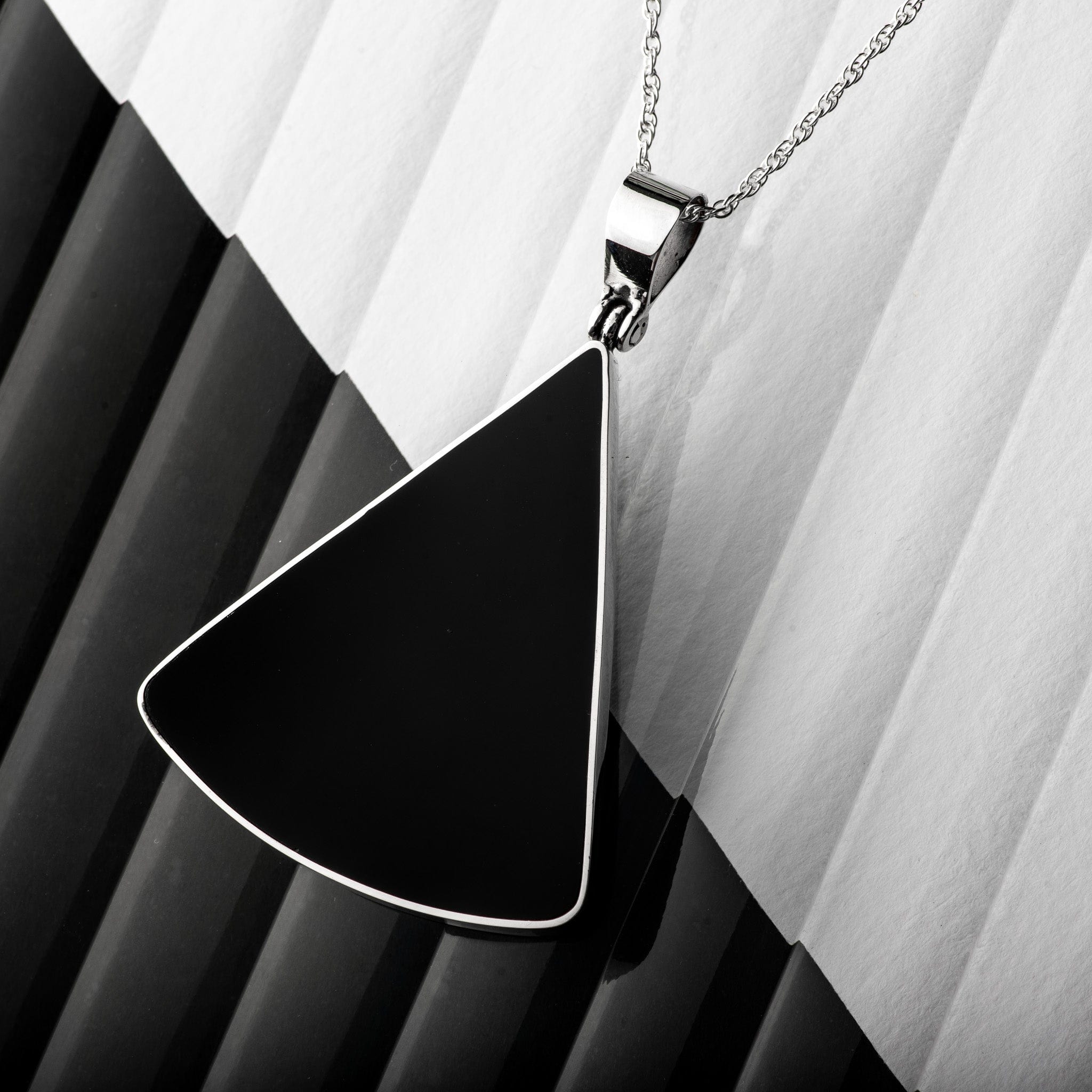 Hepburn and Hughes Art Deco Pendant, Large Triangle in Sterling Silver