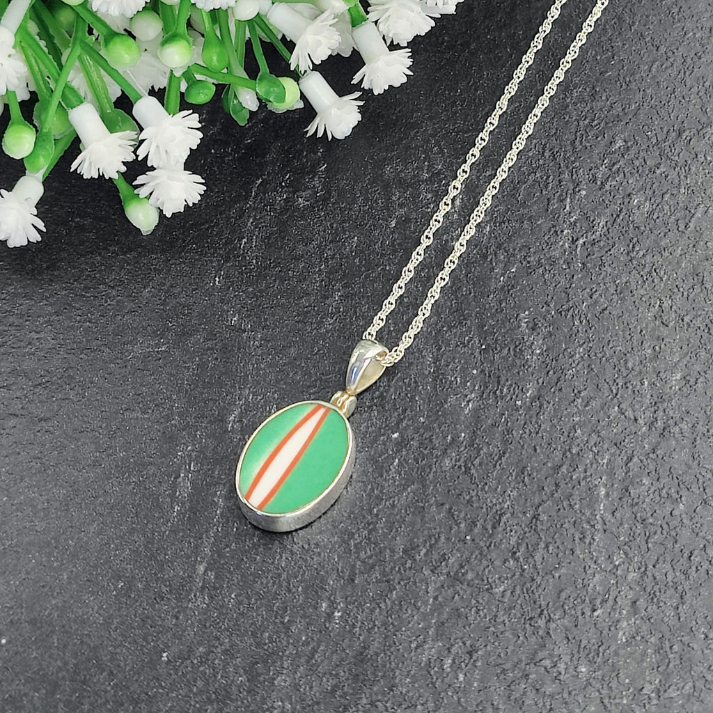Hepburn and Hughes Art Deco pendant | Oval Clarice Cliff necklace | 25mm long | Five options | Sterling Silver