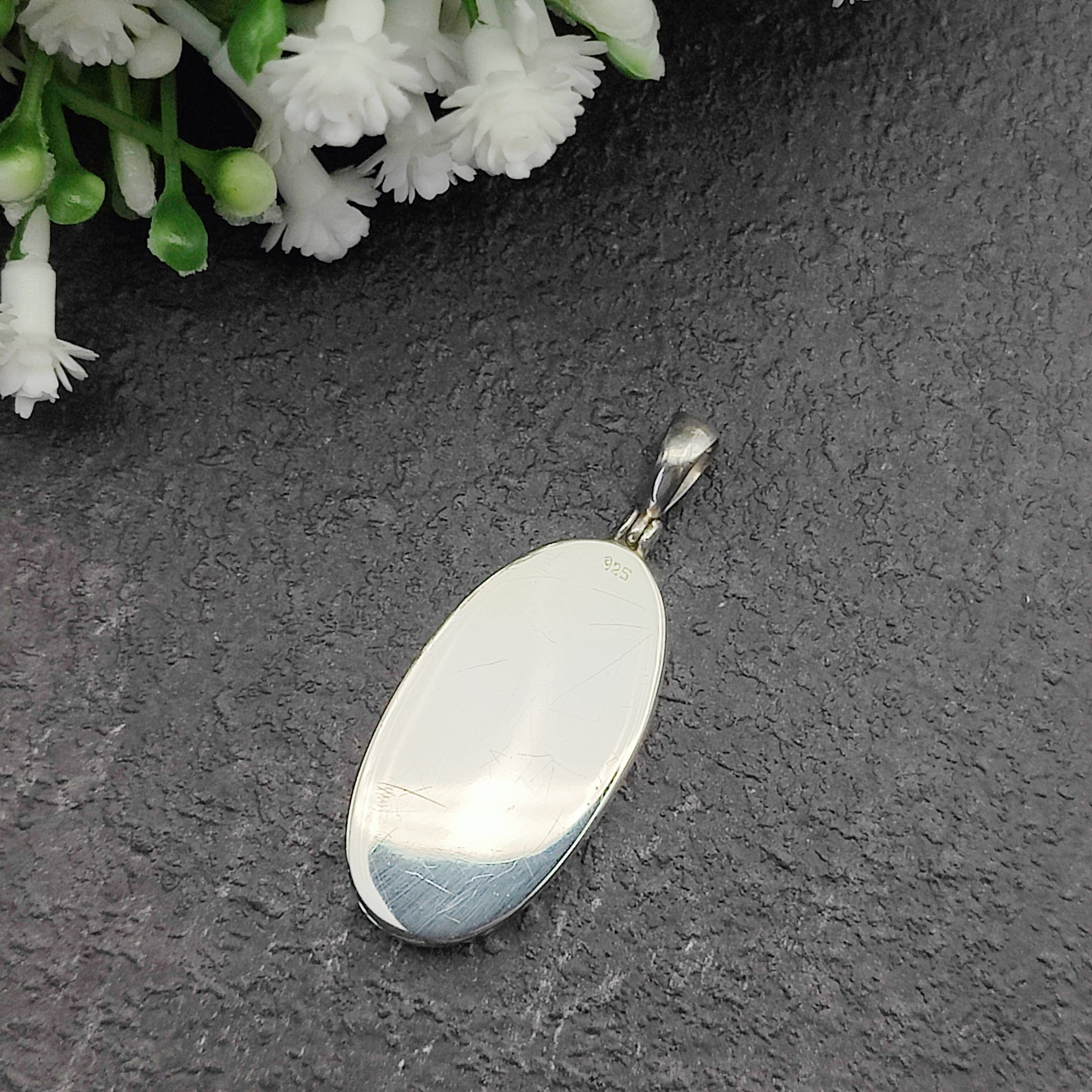 Hepburn and Hughes Art Deco pendant | Oval Clarice Cliff necklace | 40mm long | Four options | Sterling Silver