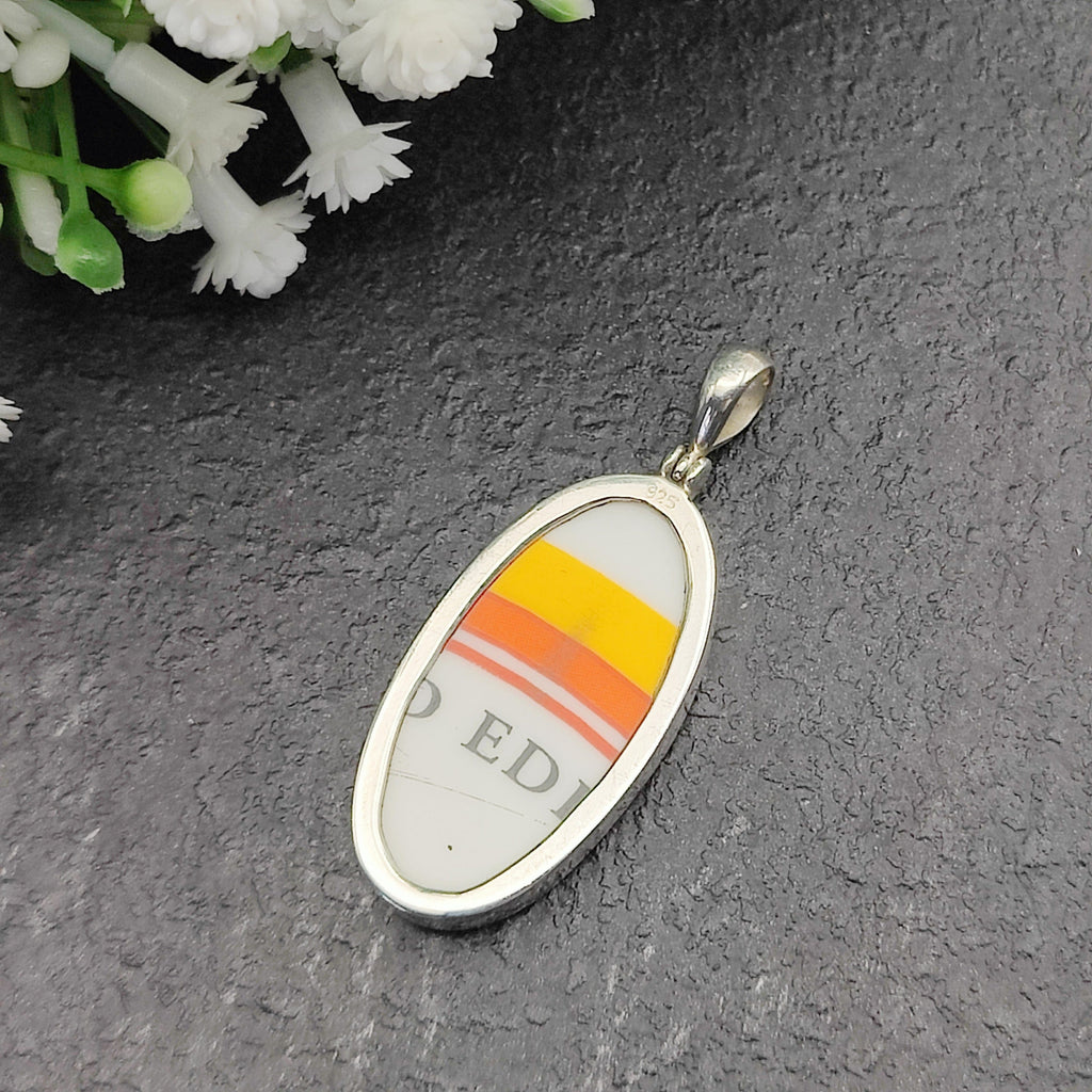 Hepburn and Hughes Art Deco pendant | Oval Clarice Cliff necklace | 40mm long | Four options | Sterling Silver
