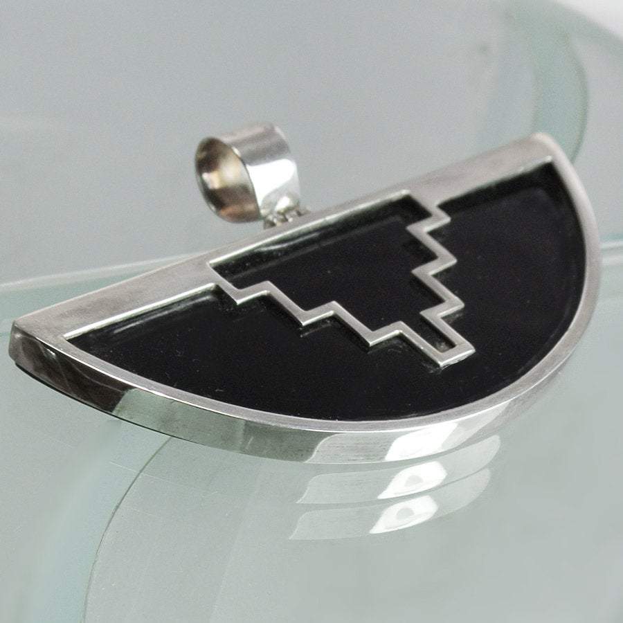 Hepburn and Hughes Art Deco Pendant, semi circle in Sterling Silver