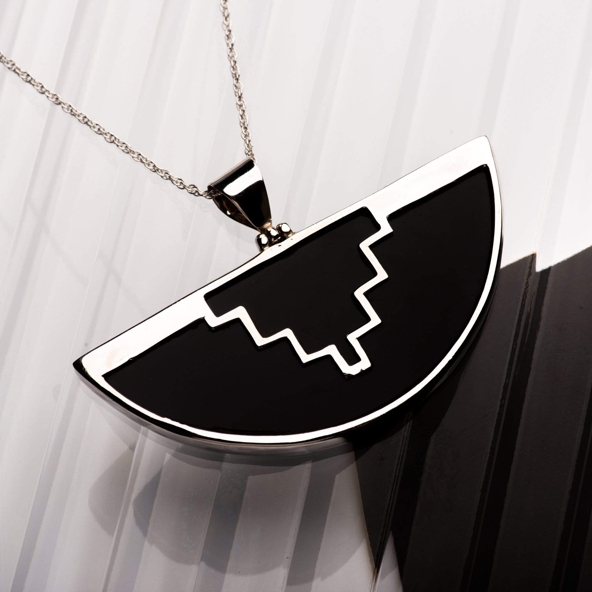Hepburn and Hughes Art Deco Pendant, semi circle in Sterling Silver