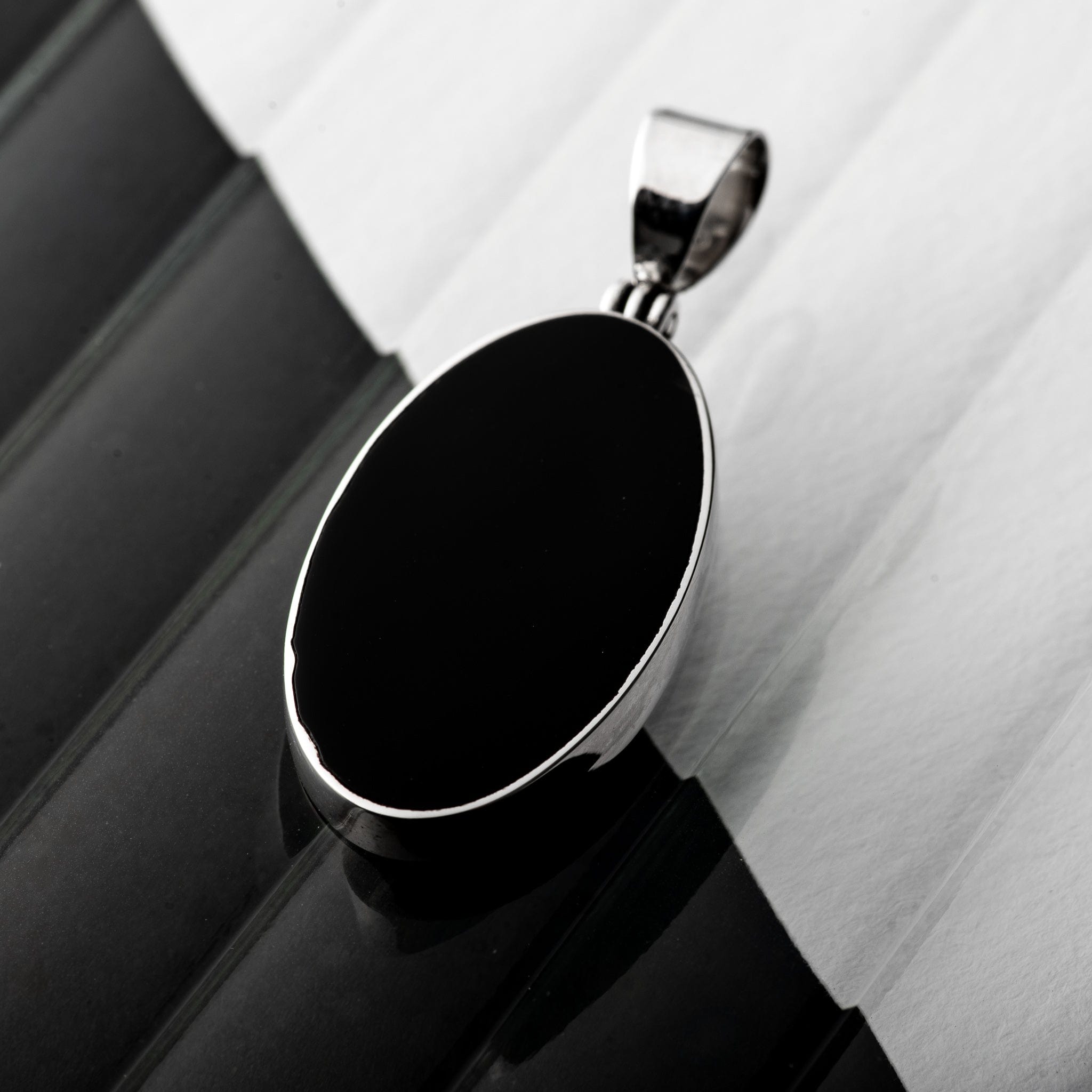 Hepburn and Hughes Art Deco Pendant, small oval in Sterling Silver