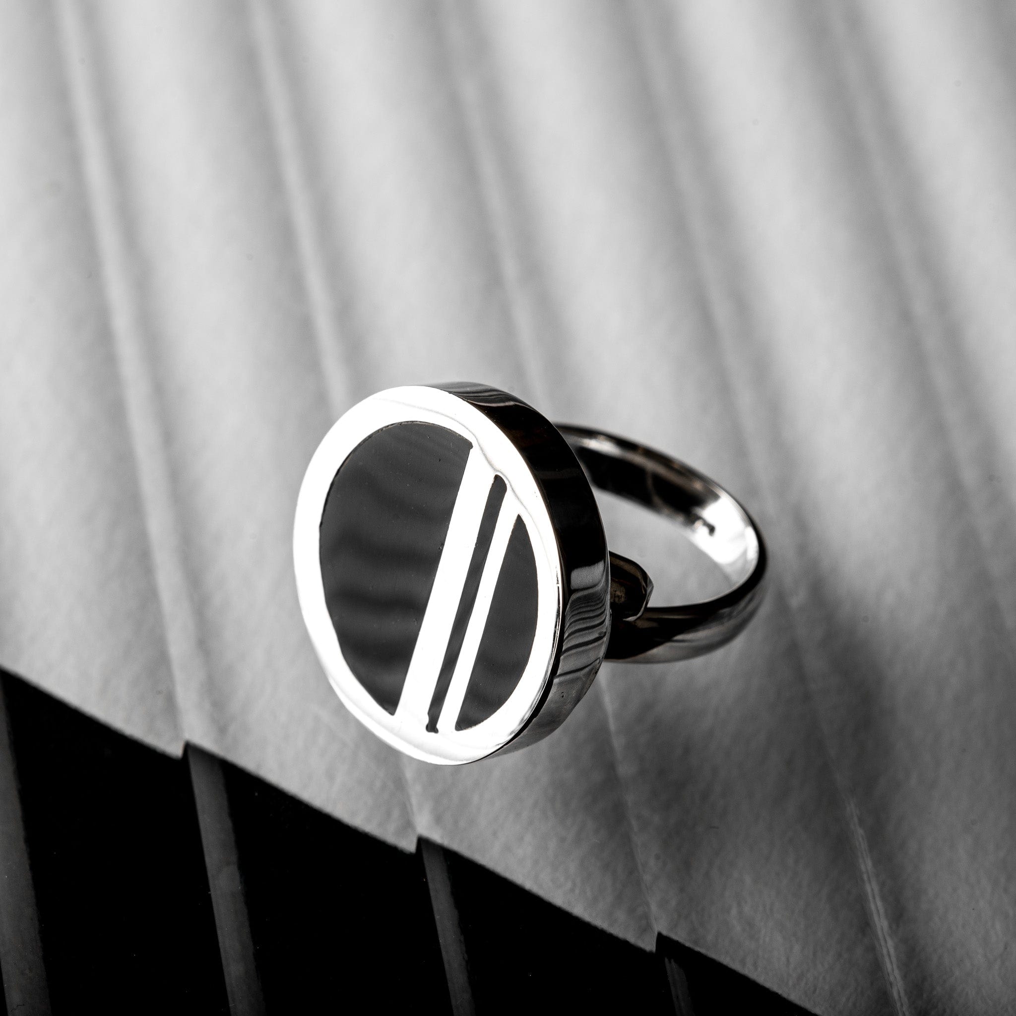 Hepburn and Hughes Art Deco Ring, circle in Sterling Silver