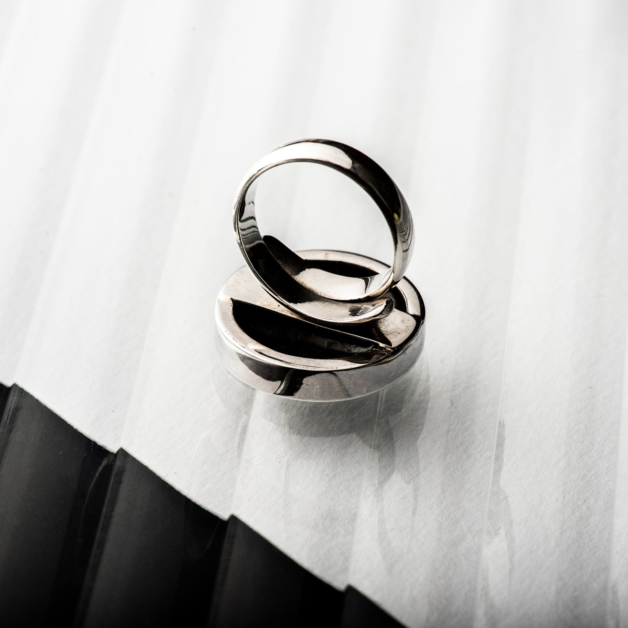Hepburn and Hughes Art Deco Ring, circle in Sterling Silver