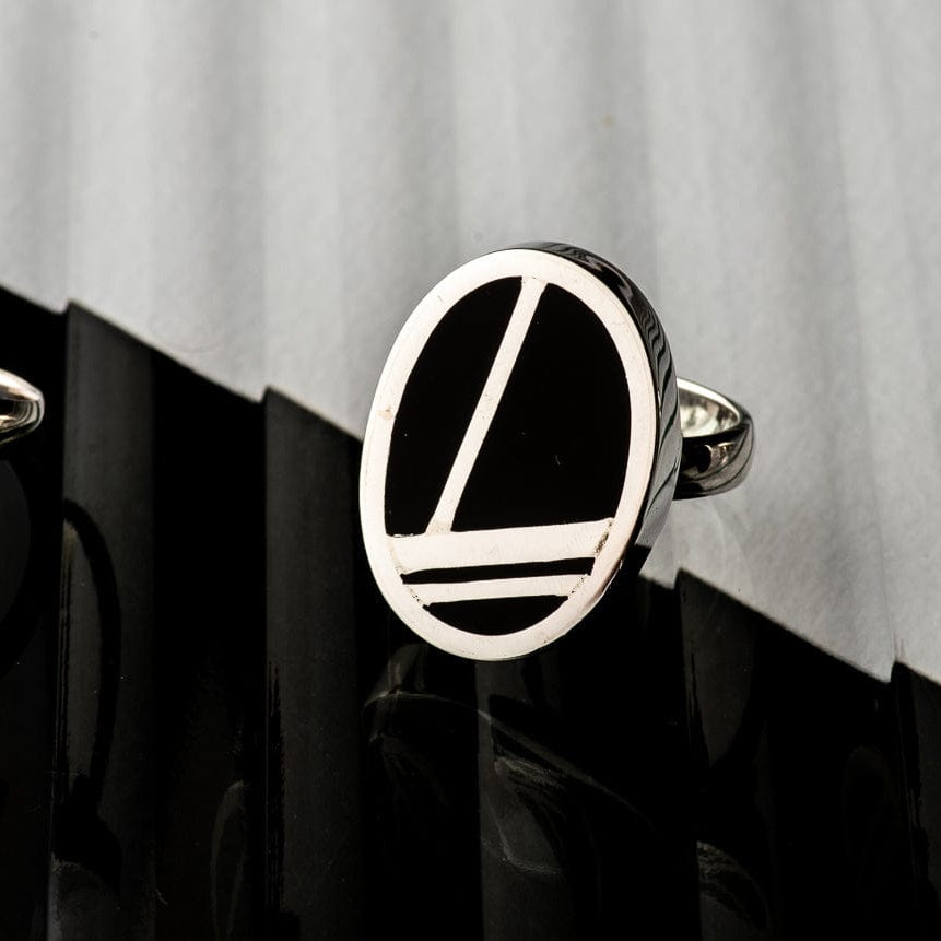 Hepburn and Hughes Art Deco Ring, oval in Sterling Silver