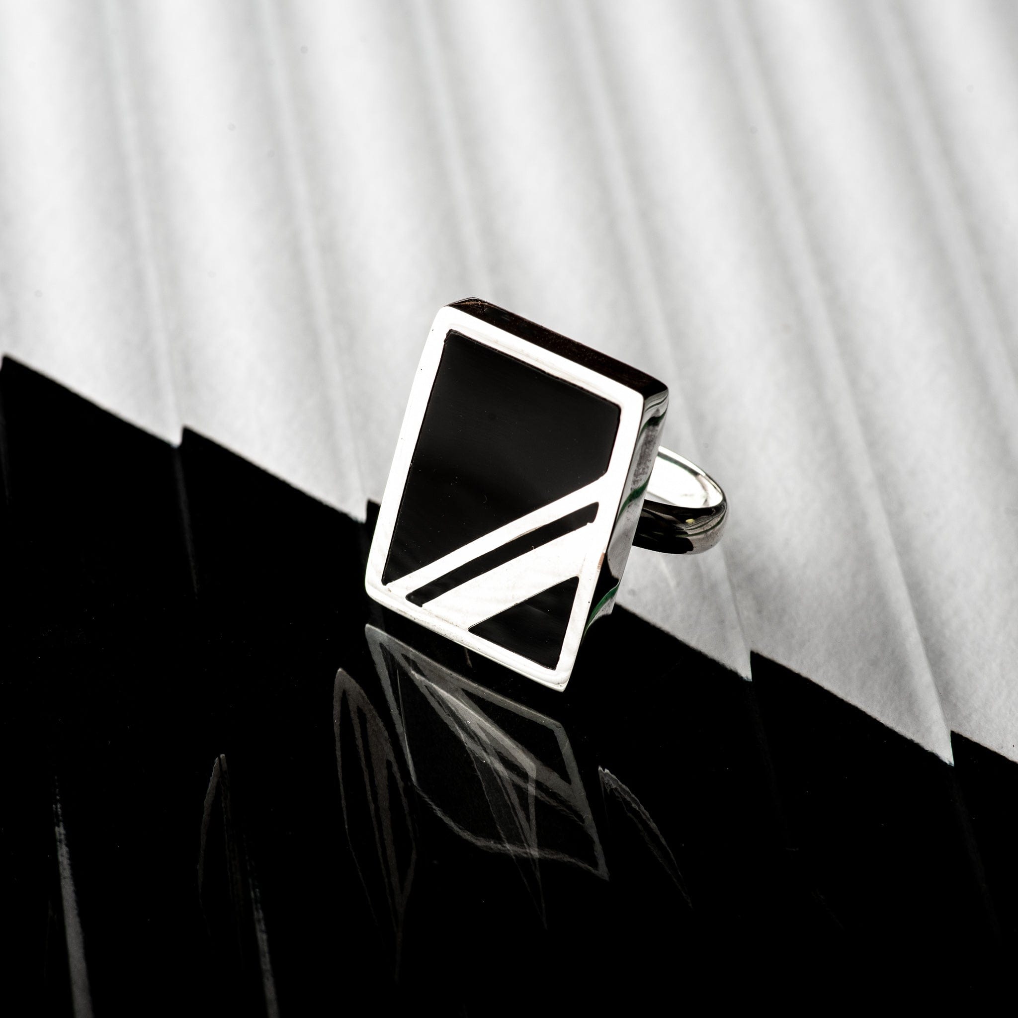 Hepburn and Hughes Art Deco Ring, rectangle in Sterling Silver