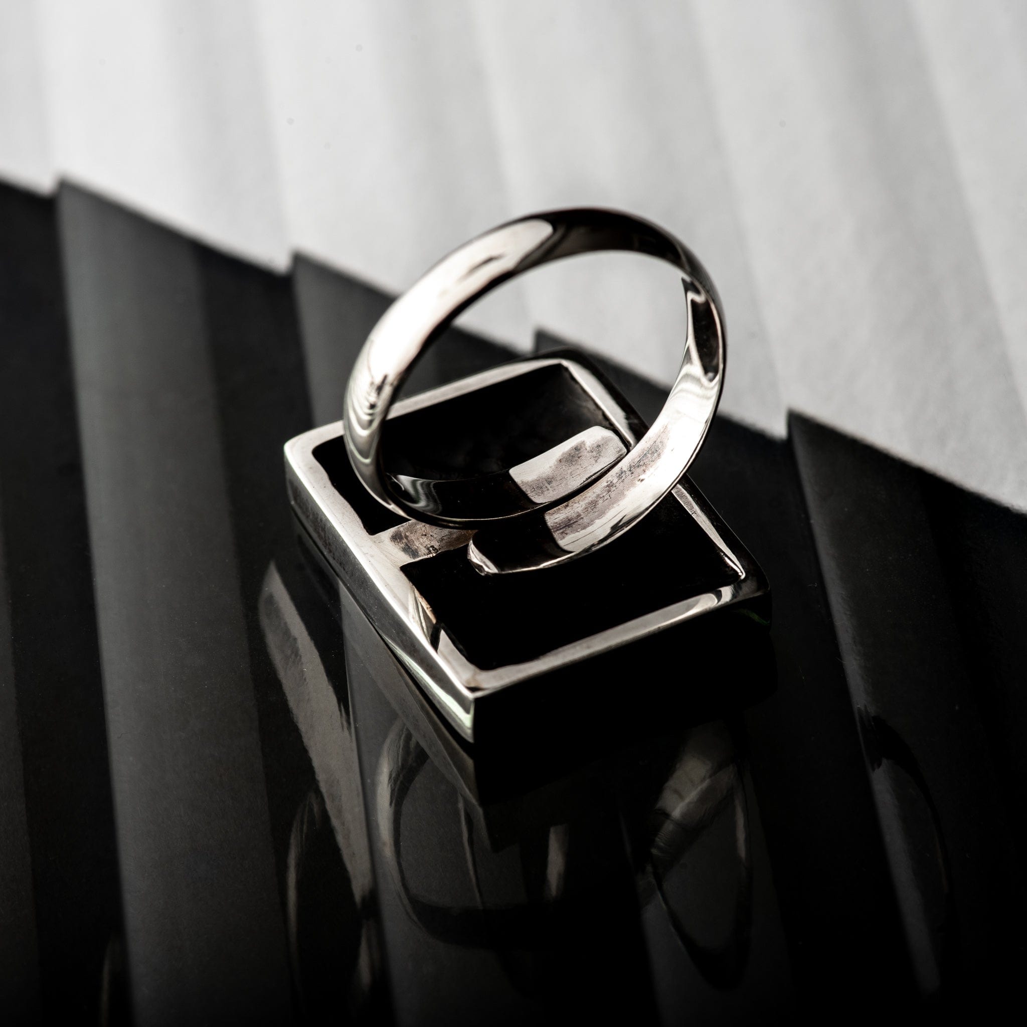 Hepburn and Hughes Art Deco Ring, rectangle in Sterling Silver