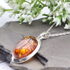 Hepburn and Hughes Baltic Amber Pendant, Oval in Sterling Silver