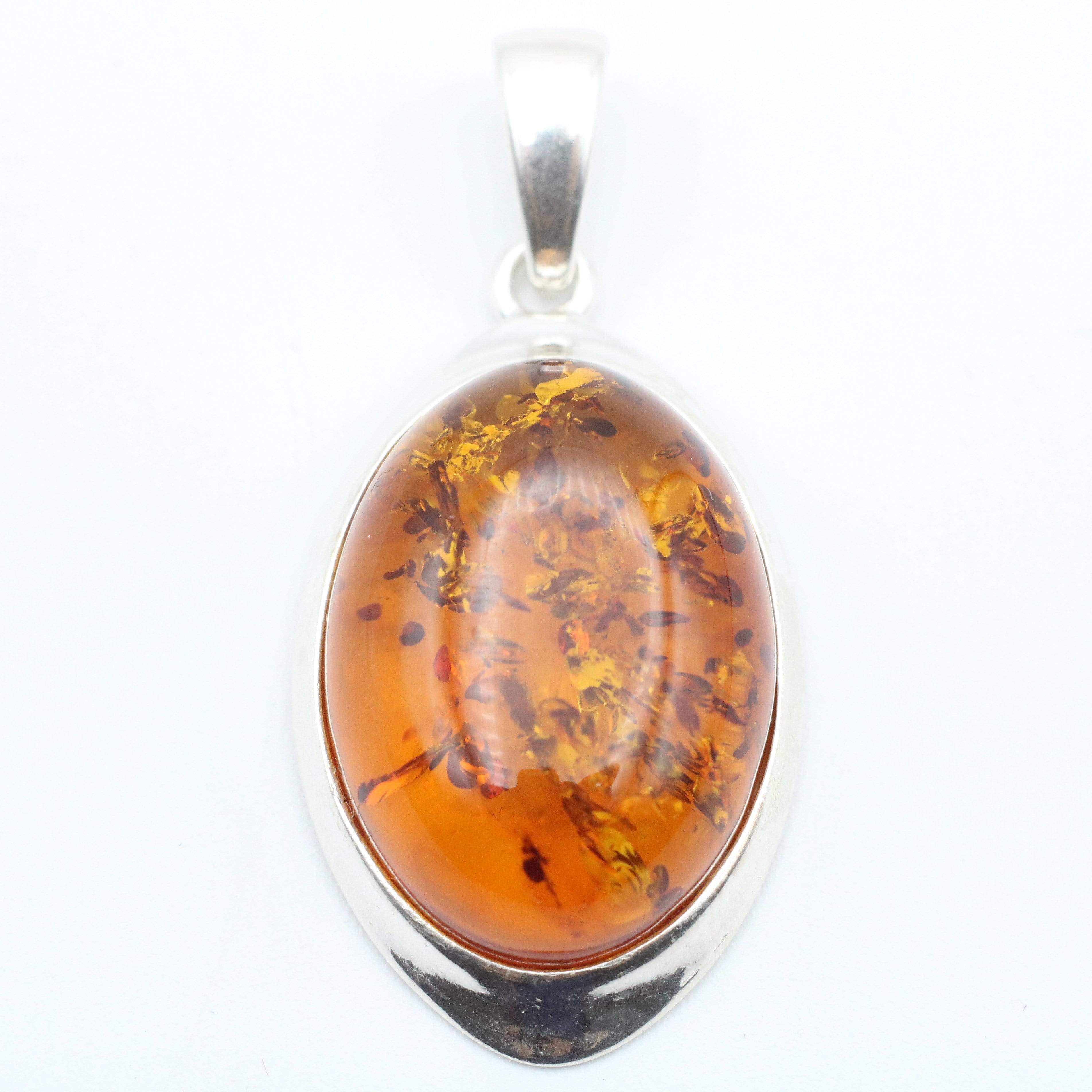 Hepburn and Hughes Baltic Amber Pendant, Oval in Sterling Silver