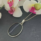 Hepburn and Hughes Banded Black Onyx Pendant | Oval | Sterling Silver