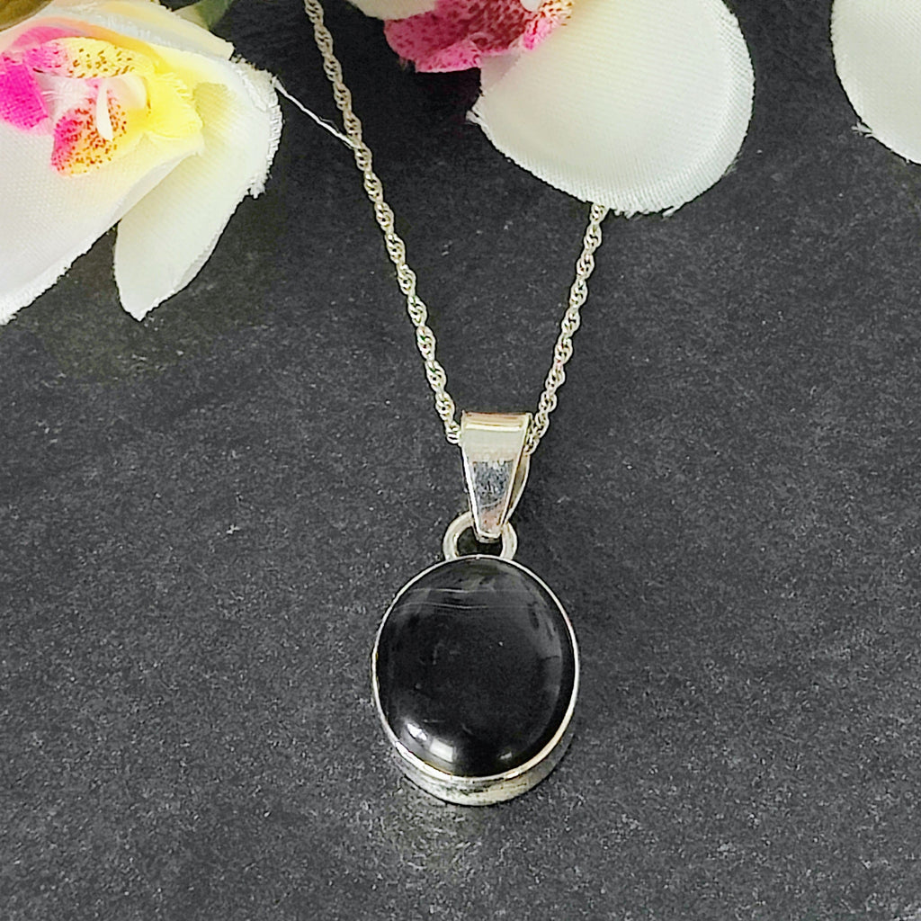 Hepburn and Hughes Black Onyx Pendant | Oval | Sterling Silver