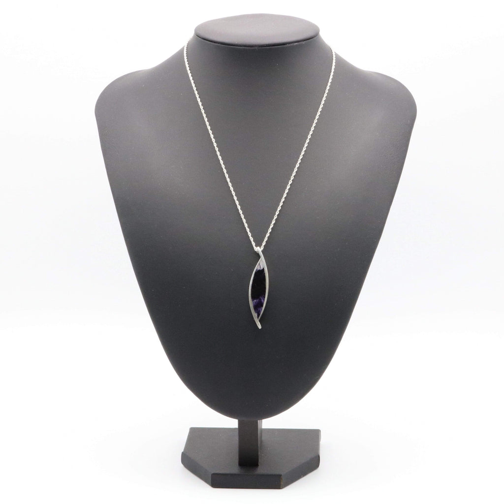 Hepburn and Hughes Blue John Pendant | Pointed Oval | Sterling Silver