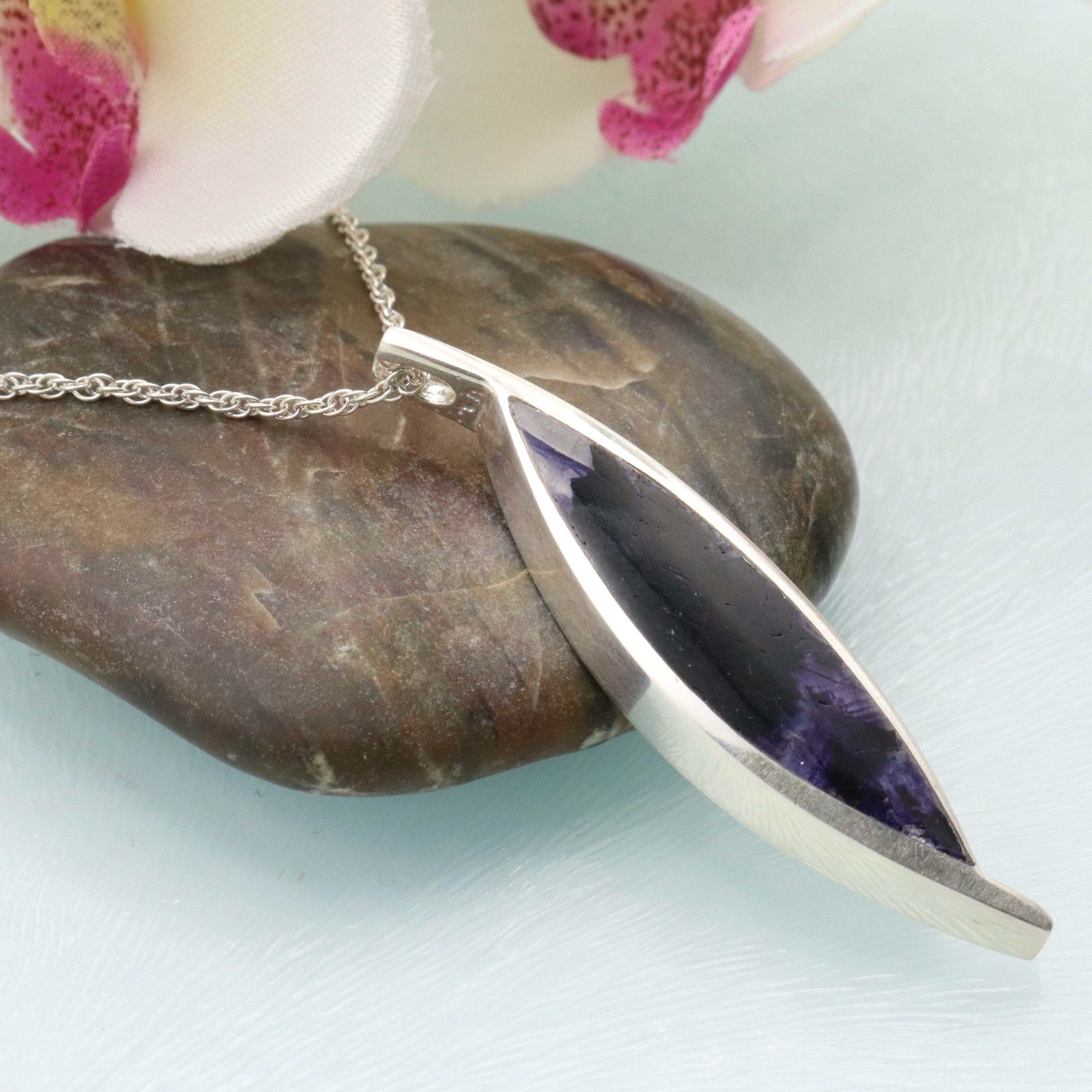 Hepburn and Hughes Blue John Pendant | Pointed Oval | Sterling Silver