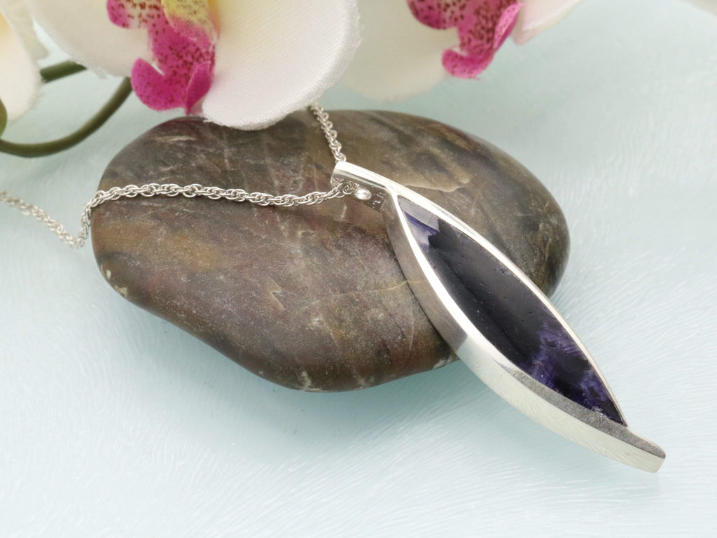 Hepburn and Hughes Blue John Pendant | Pointed Oval | Sterling Silver