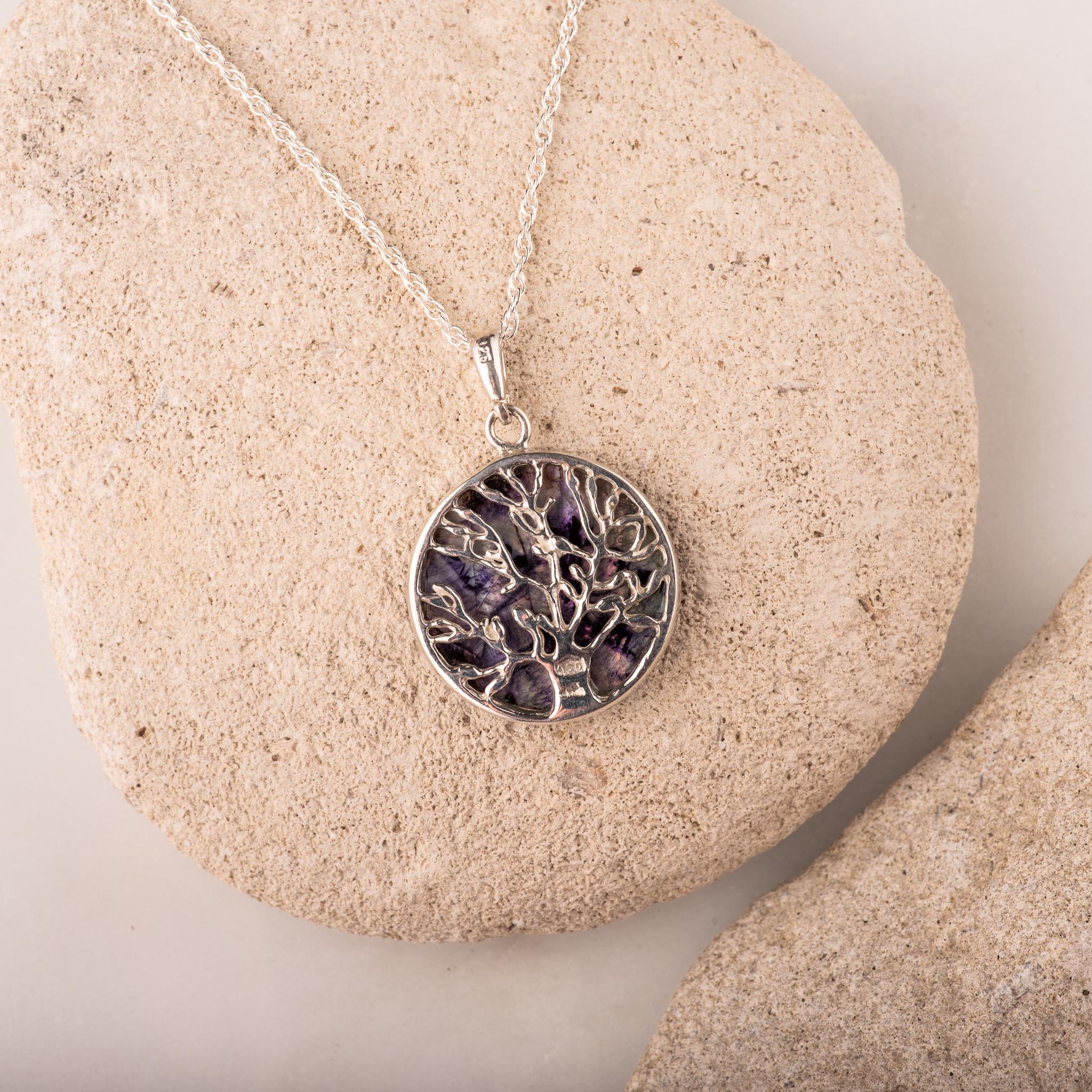 Hepburn and Hughes Blue John Pendant | Tree of Life | Reversible | Sterling Silver