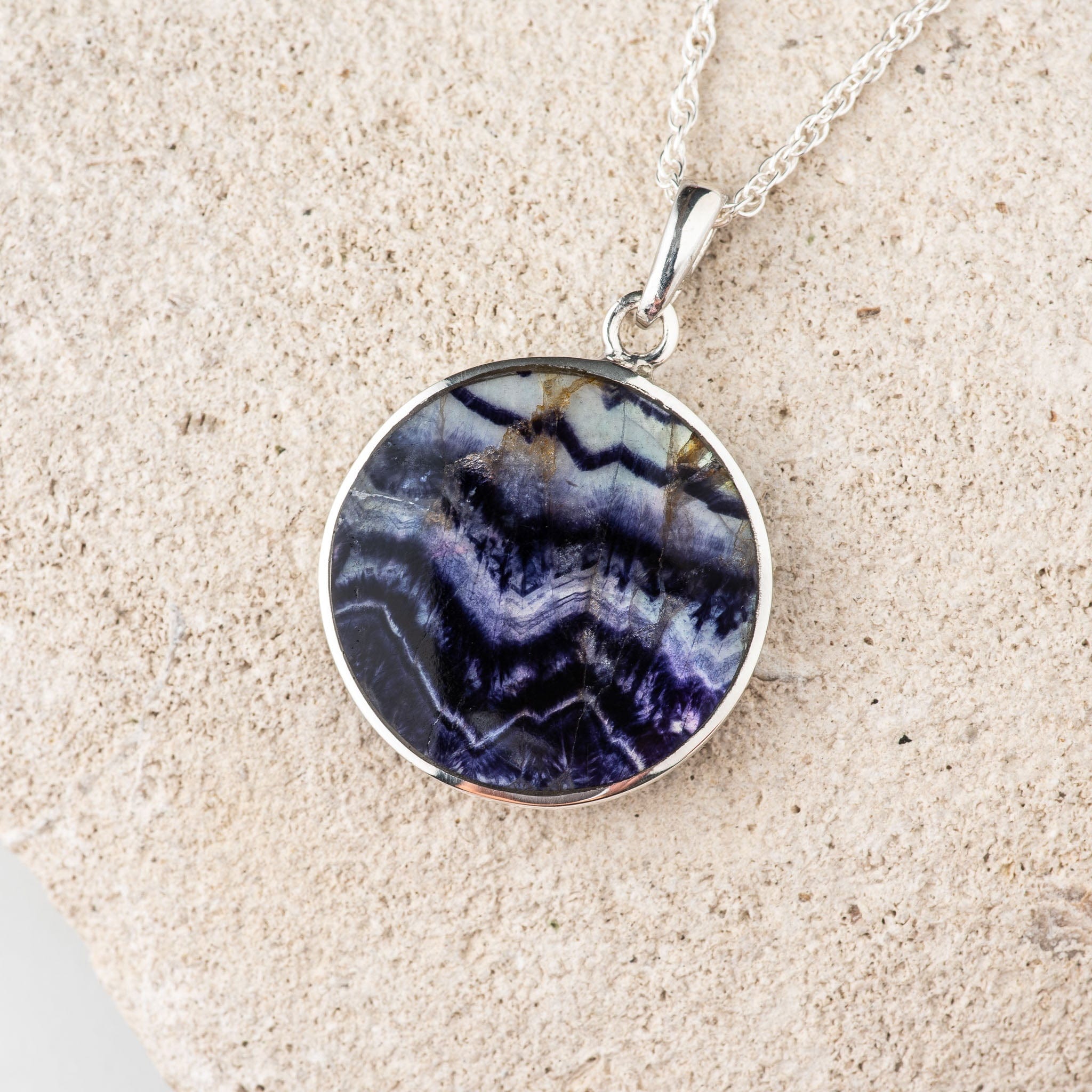 Hepburn and Hughes Blue John Pendant | Tree of Life | Reversible | Sterling Silver