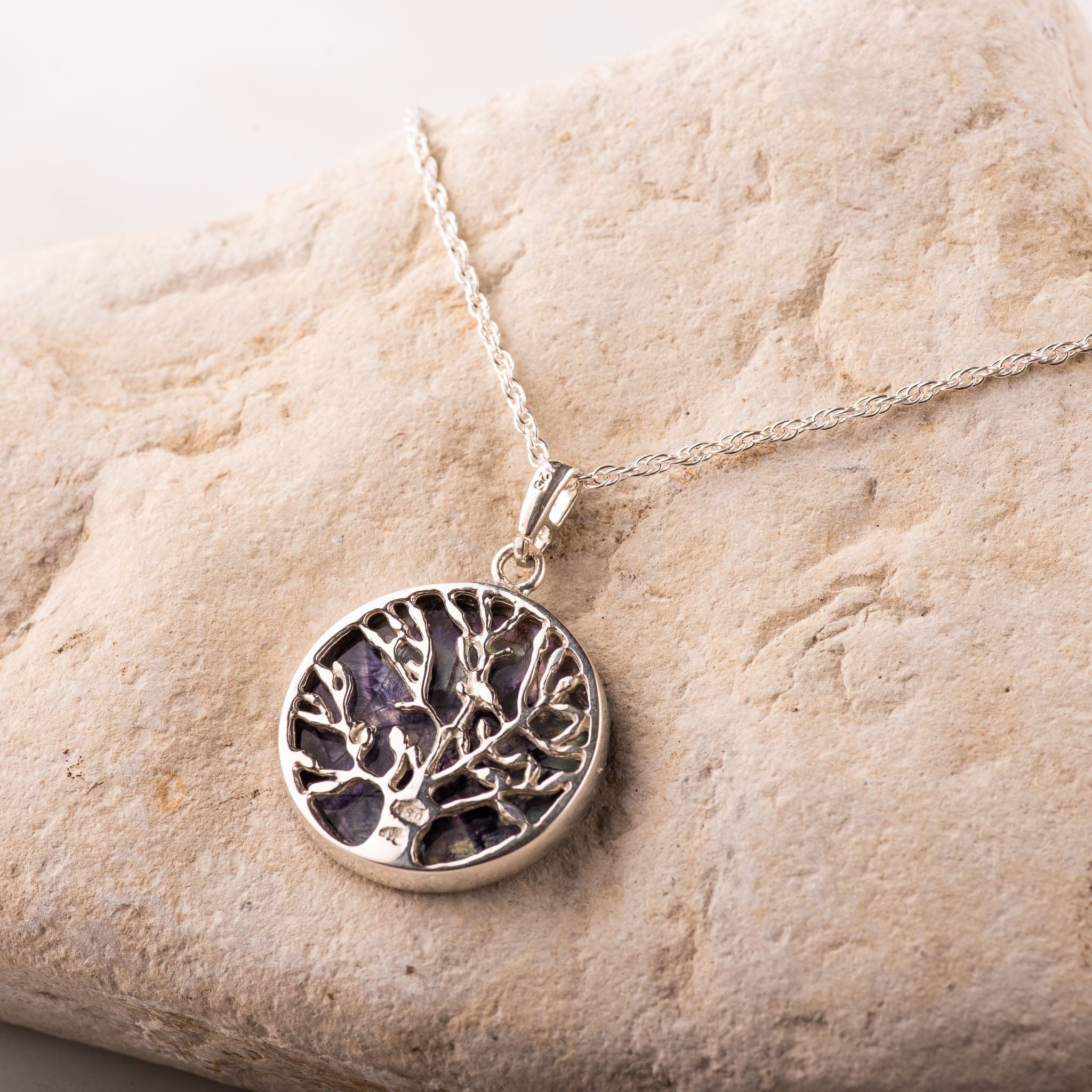 Hepburn and Hughes Blue John Pendant | Tree of Life | Reversible | Sterling Silver
