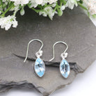 Hepburn and Hughes Blue Topaz | Marquise Faceted | Drop Earrings | Sterling Silver